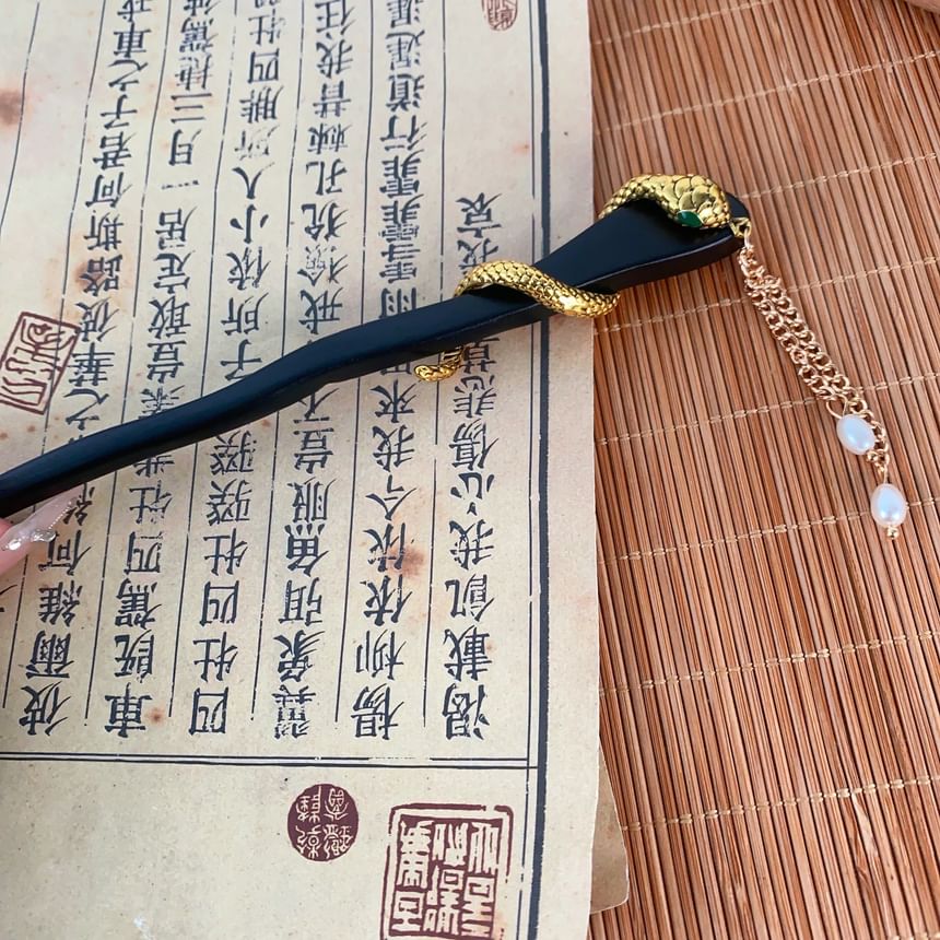 Faux Hair Snake Fringed Stick Pearl