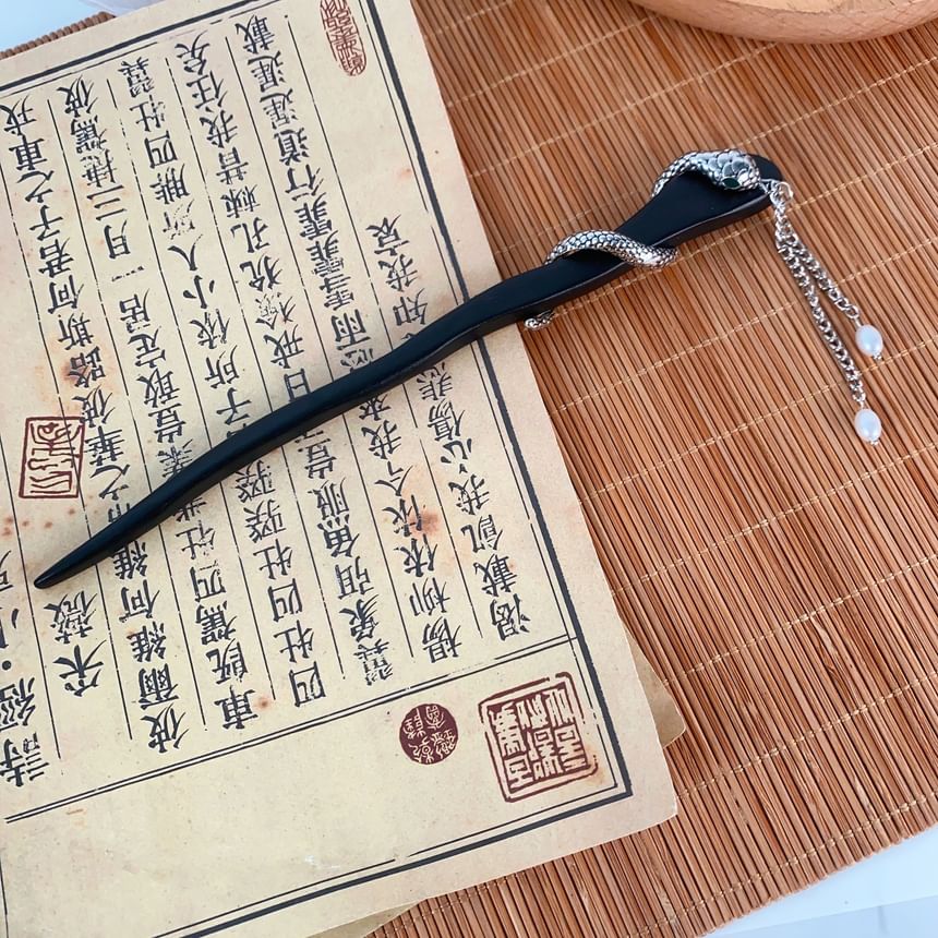 Faux Hair Snake Fringed Stick Pearl