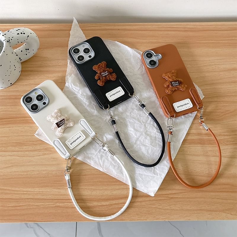 with Strap Applique Case Phone Bear