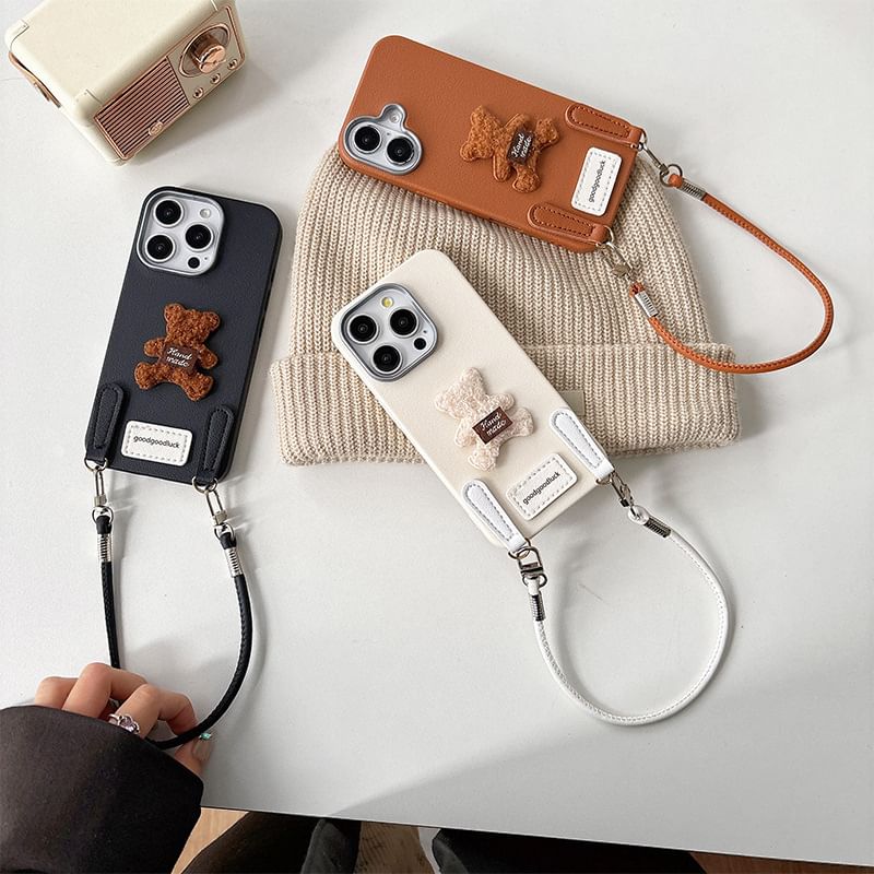 with Strap Applique Case Phone Bear