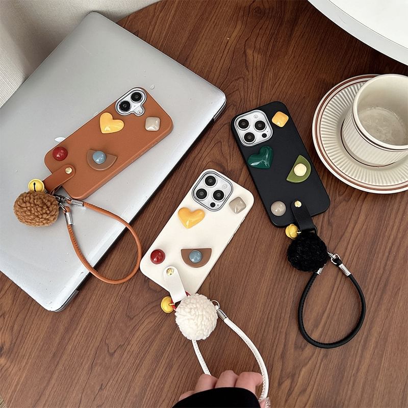 Phone Pom Geometric with Case Strap