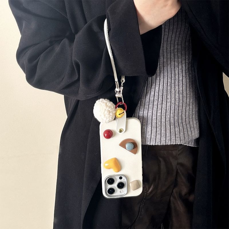 Phone Pom Geometric with Case Strap