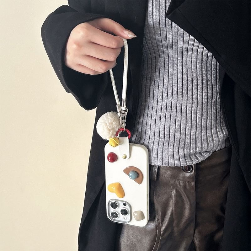 Phone Pom Geometric with Case Strap