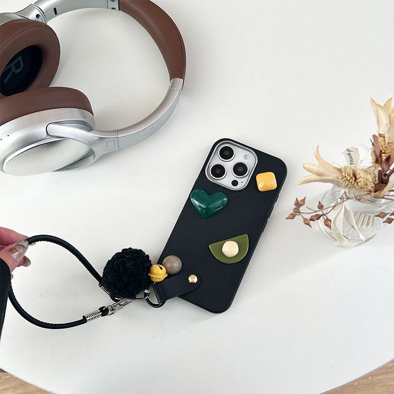 Phone Pom Geometric with Case Strap