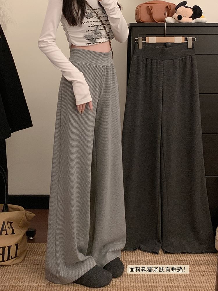 Wide Rise Plain High Leg Pants