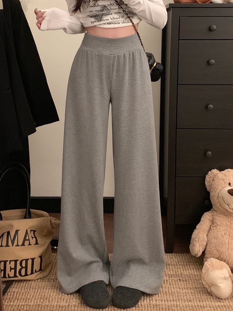 Wide Rise Plain High Leg Pants