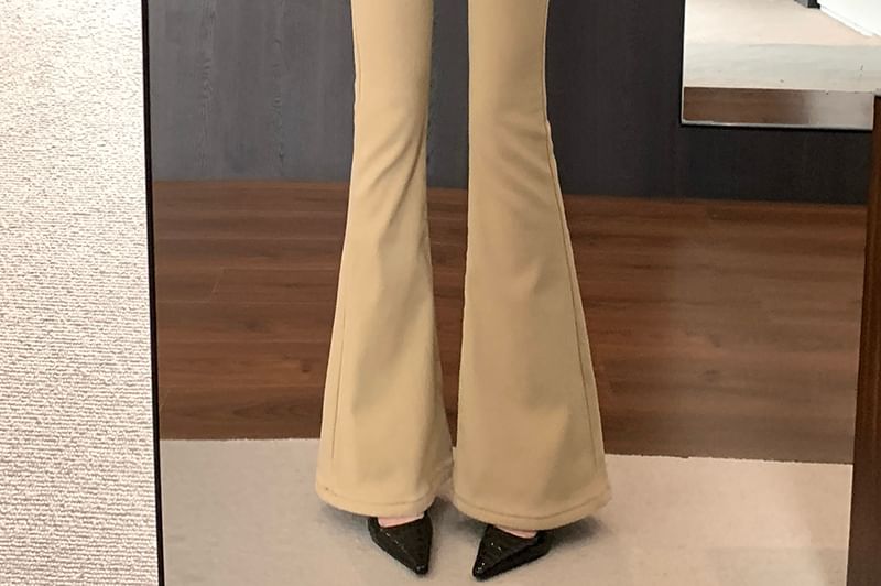 Waist Plain Pants High Flared