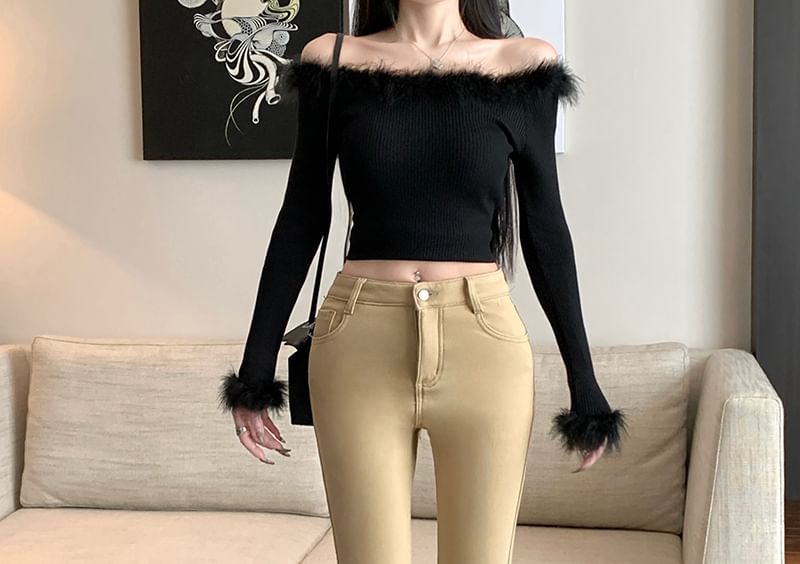 Waist Plain Pants High Flared