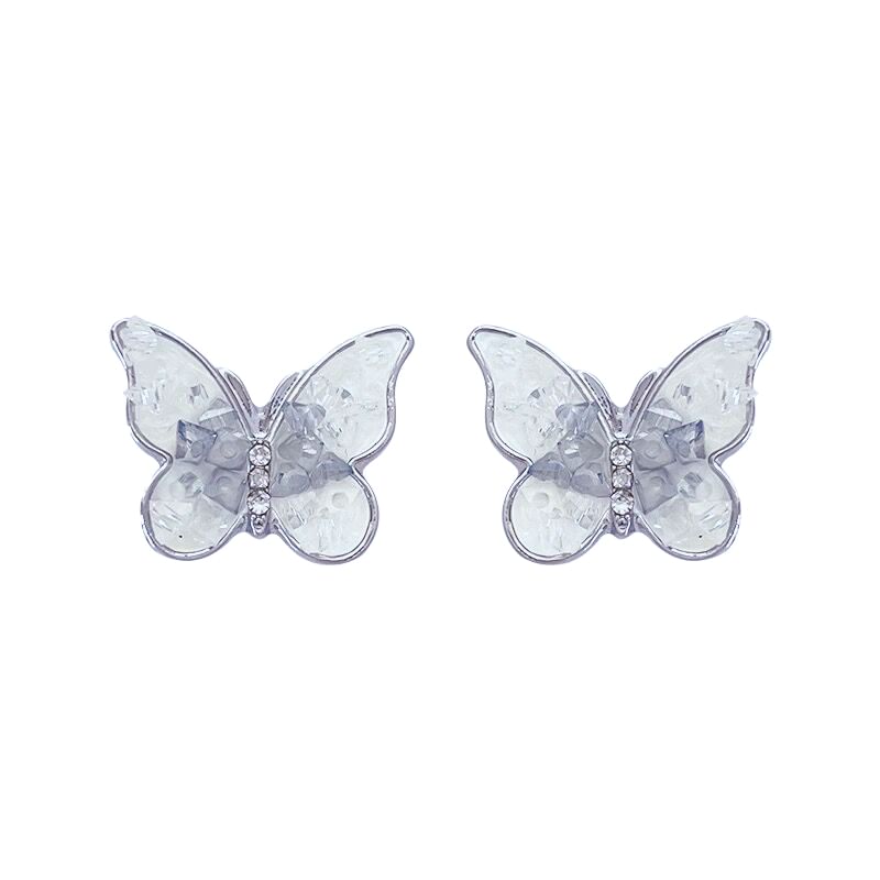 / Butterfly On Rhinestone Clip Stud Earring