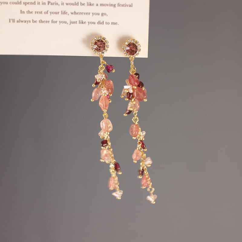 On Drop Beaded Earring Clip Rhinestone /