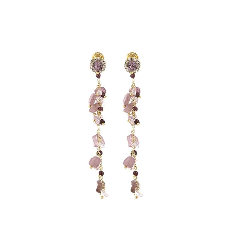 On Drop Beaded Earring Clip Rhinestone /