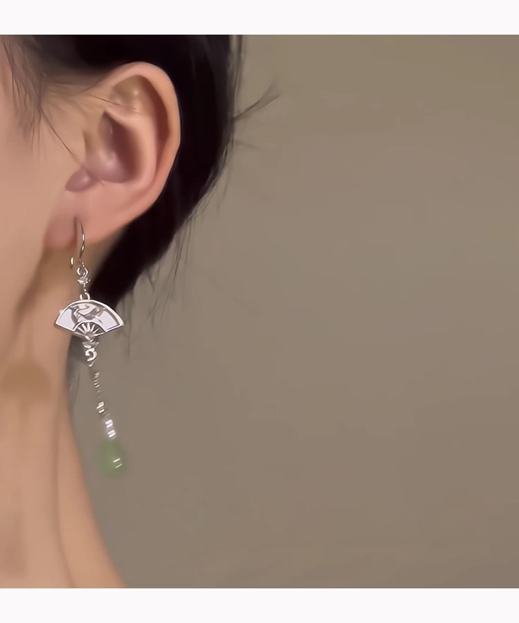 Fan On Drop / Earring Faux Clip Jade
