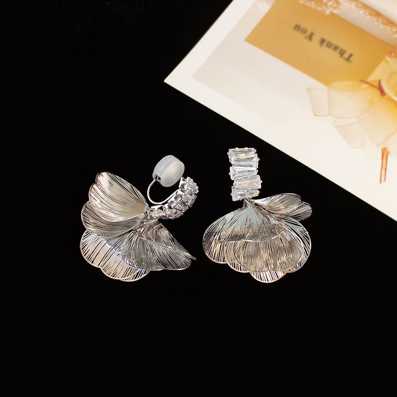 Clip / Rhinestone Petal On Earring Drop
