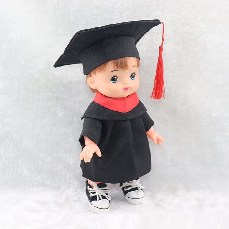Doll Mortarboard + Gown Graduation Set: Clothes
