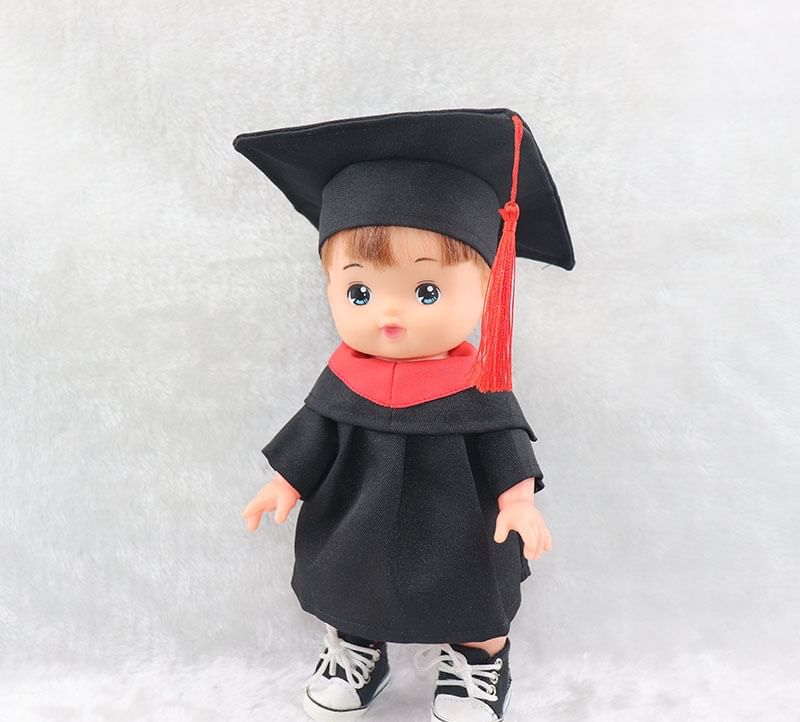 Doll Mortarboard + Gown Graduation Set: Clothes