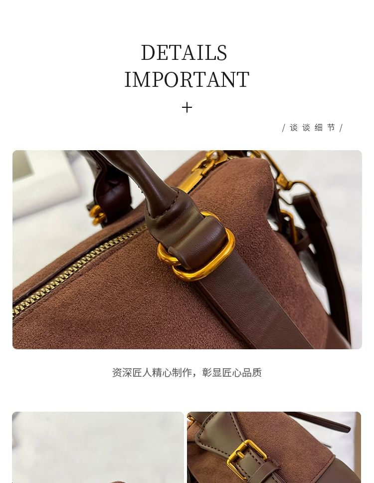 Crossbody Plain Bag Suede Top Handle Faux