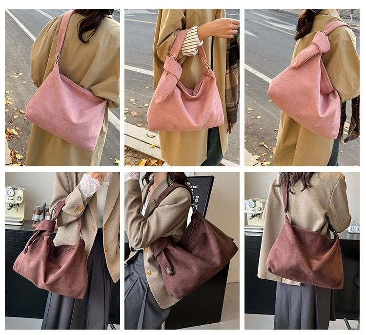 Faux Tote Bag Plain Suede