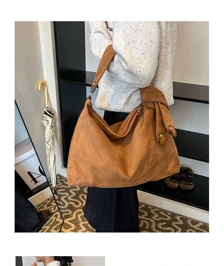 Faux Tote Bag Plain Suede