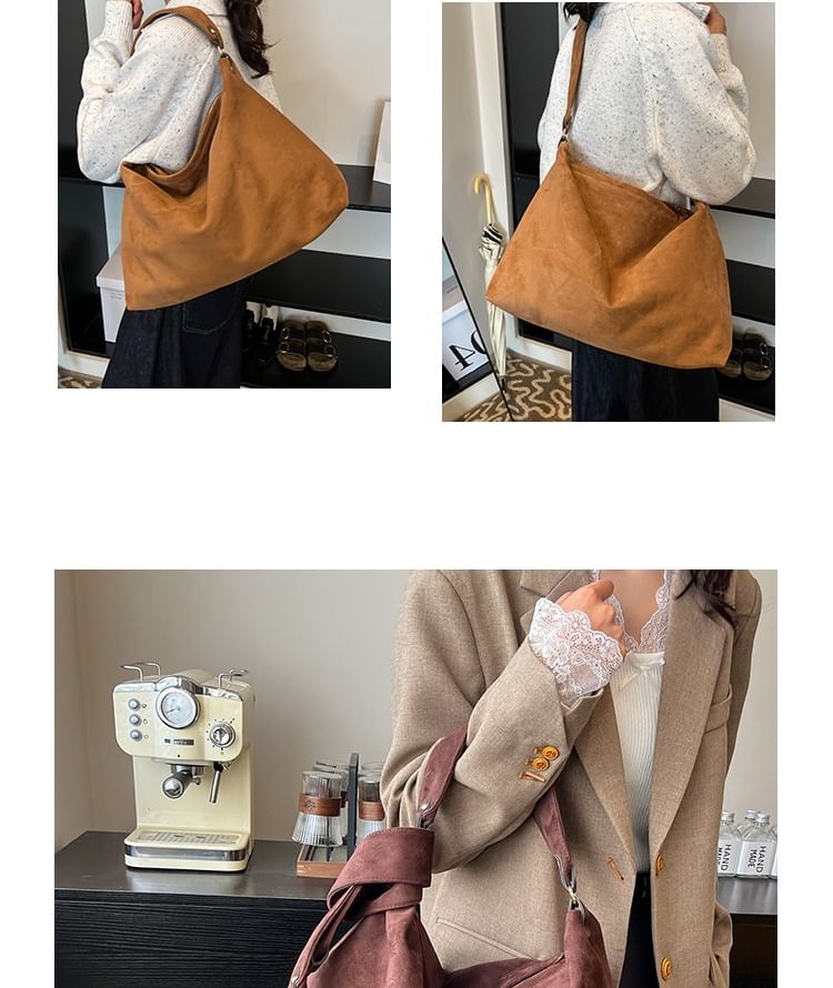 Faux Tote Bag Plain Suede