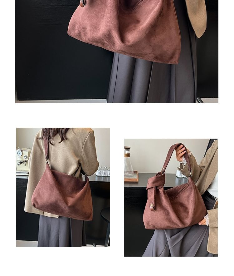 Faux Tote Bag Plain Suede