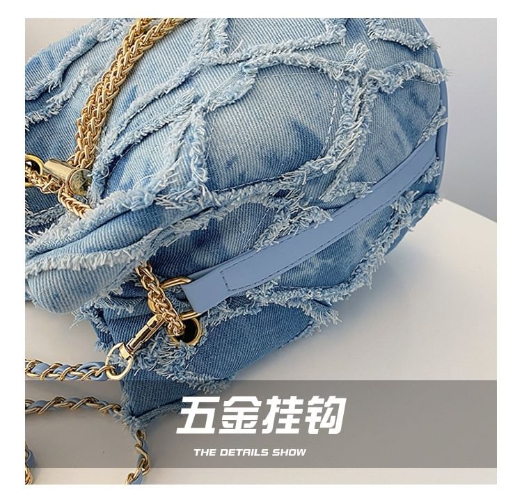 Frayed Bucket Bag Strap Chain Drawstring