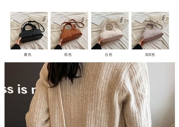 Crossbody Bag Top Handle Faux Leather Plain