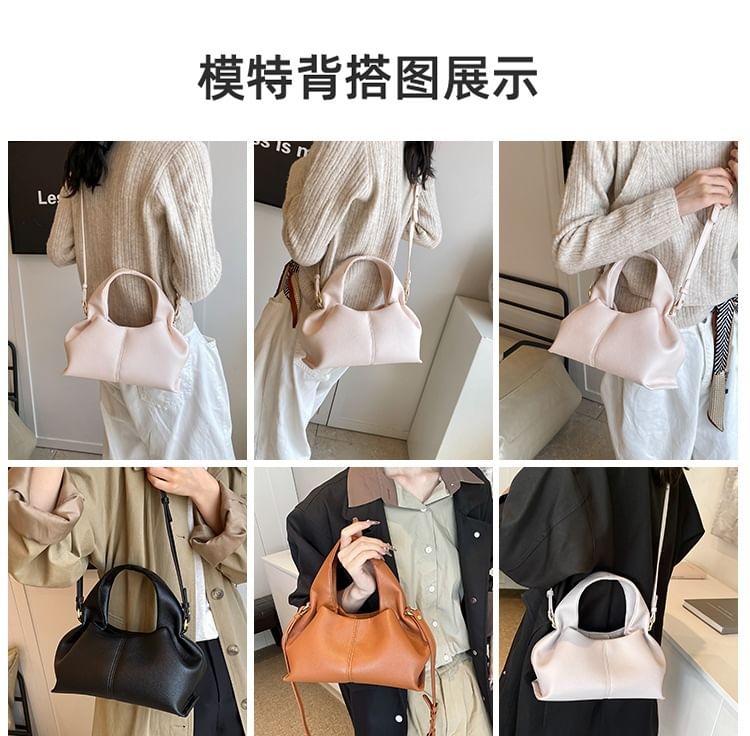 Crossbody Bag Top Handle Faux Leather Plain