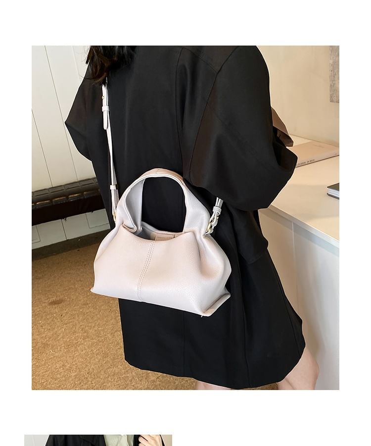 Crossbody Bag Top Handle Faux Leather Plain