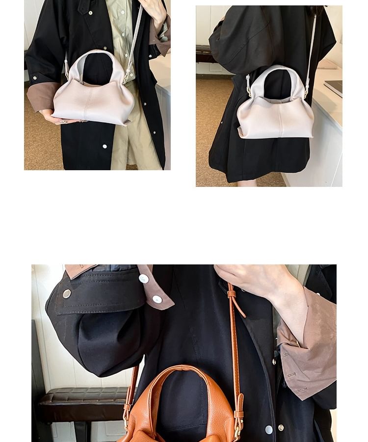 Crossbody Bag Top Handle Faux Leather Plain