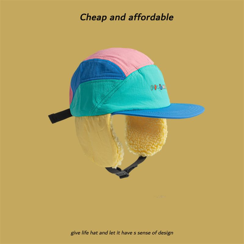 Cap Color Earflap Block Lettering
