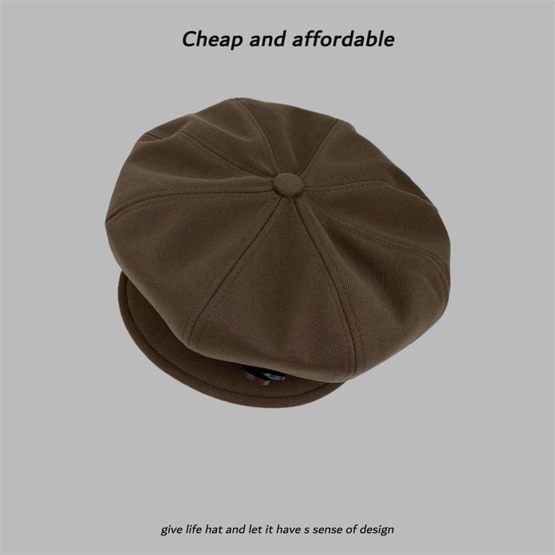 Plain Newsboy Buttoned Cap