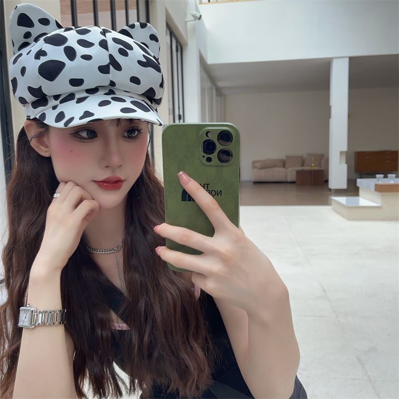 Newsboy Patterned Ear Cat Cap