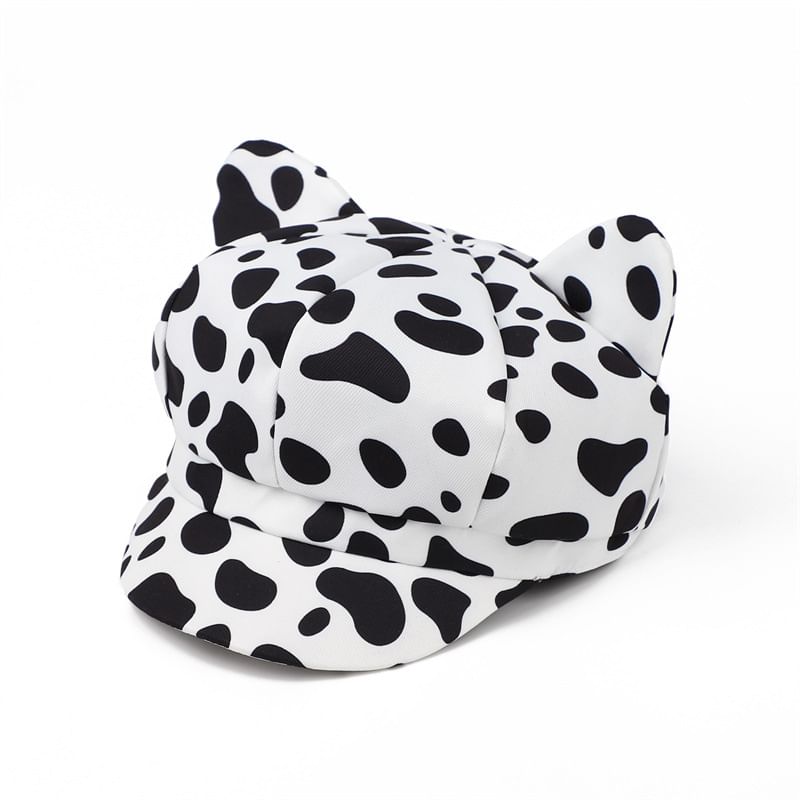 Newsboy Patterned Ear Cat Cap