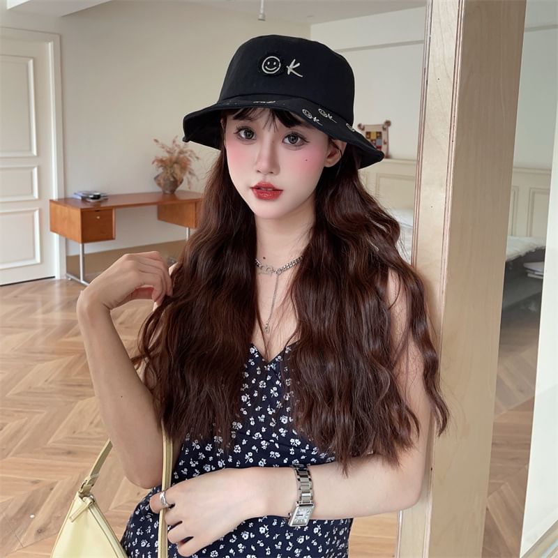 Face Hat Embroidered Bucket Smiley