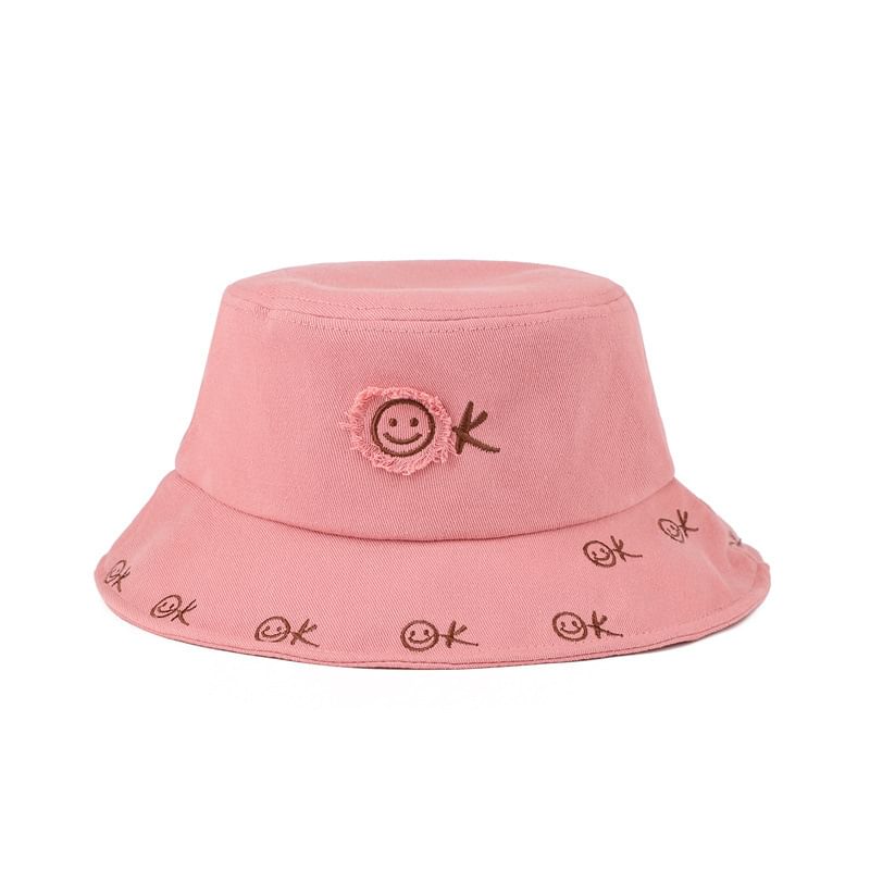 Face Hat Embroidered Bucket Smiley
