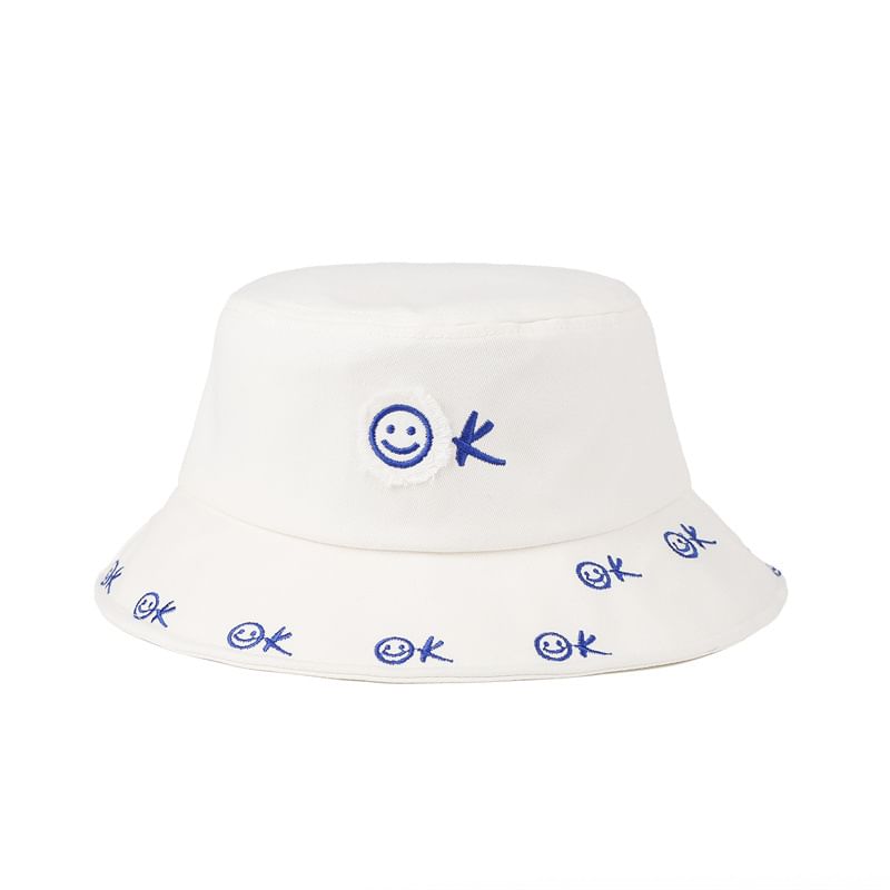 Face Hat Embroidered Bucket Smiley