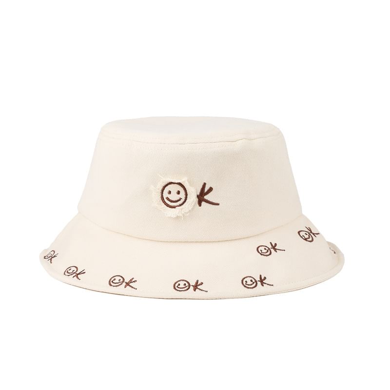 Face Hat Embroidered Bucket Smiley
