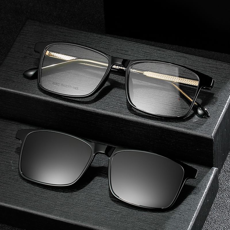 with Square Glasses Clip On Sunglasses