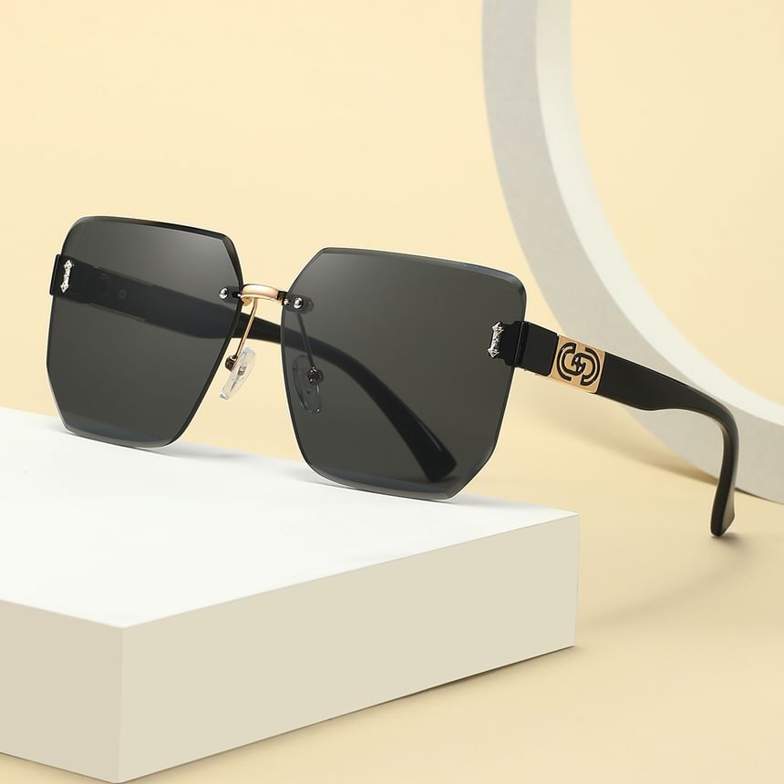 Geometric Oversized Rimless Sunglasses