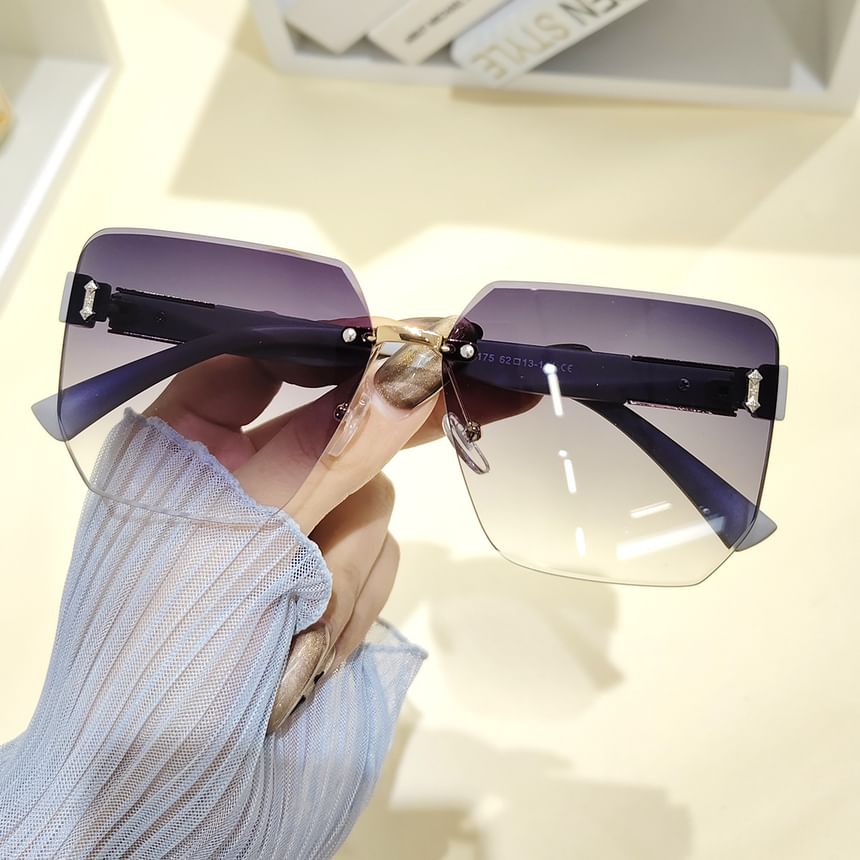 Geometric Oversized Rimless Sunglasses