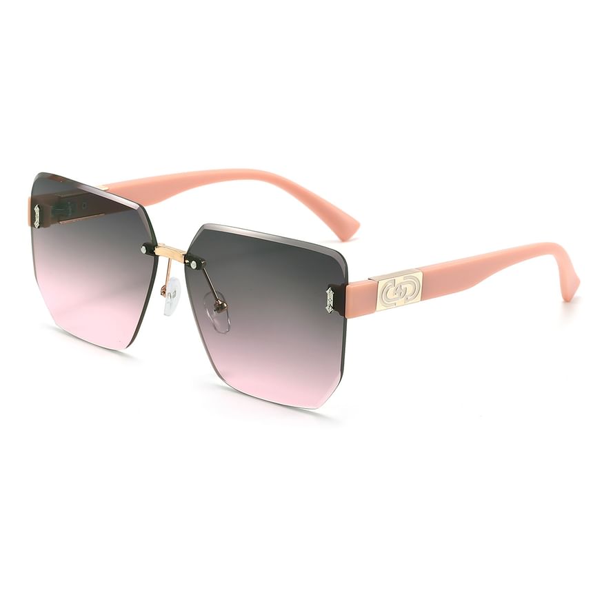 Geometric Oversized Rimless Sunglasses