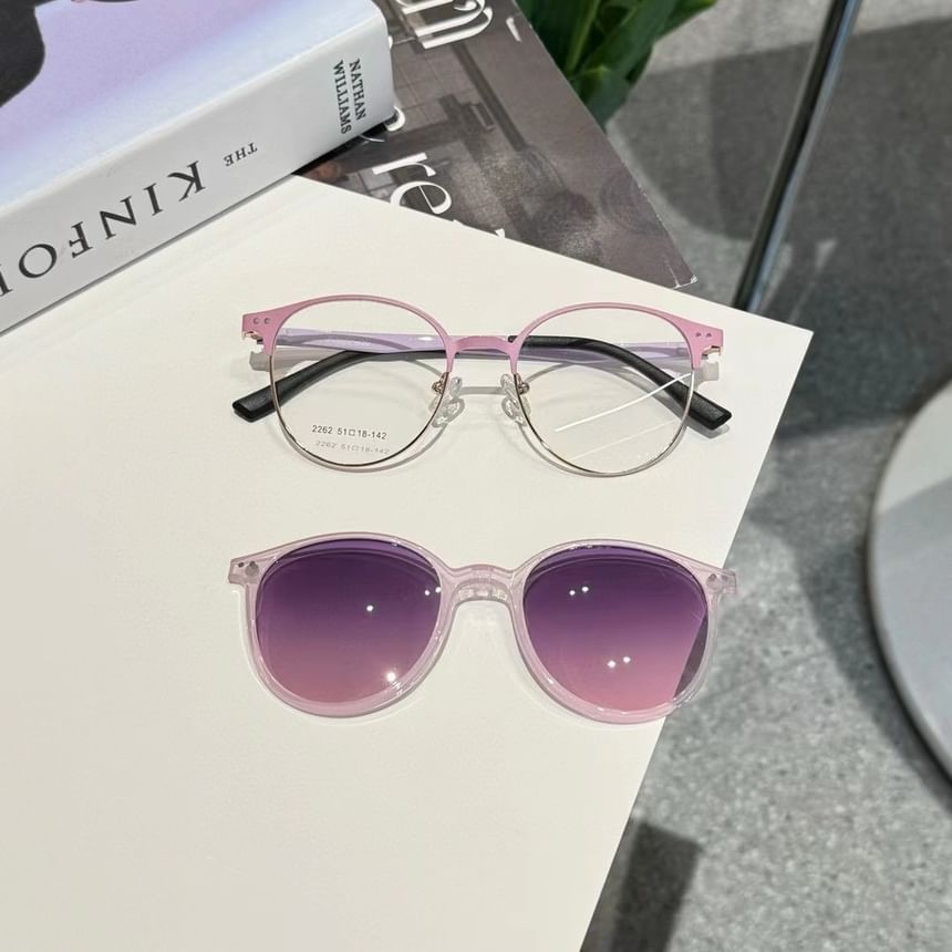 Glasses With Clip On Sunglasses Round Metal