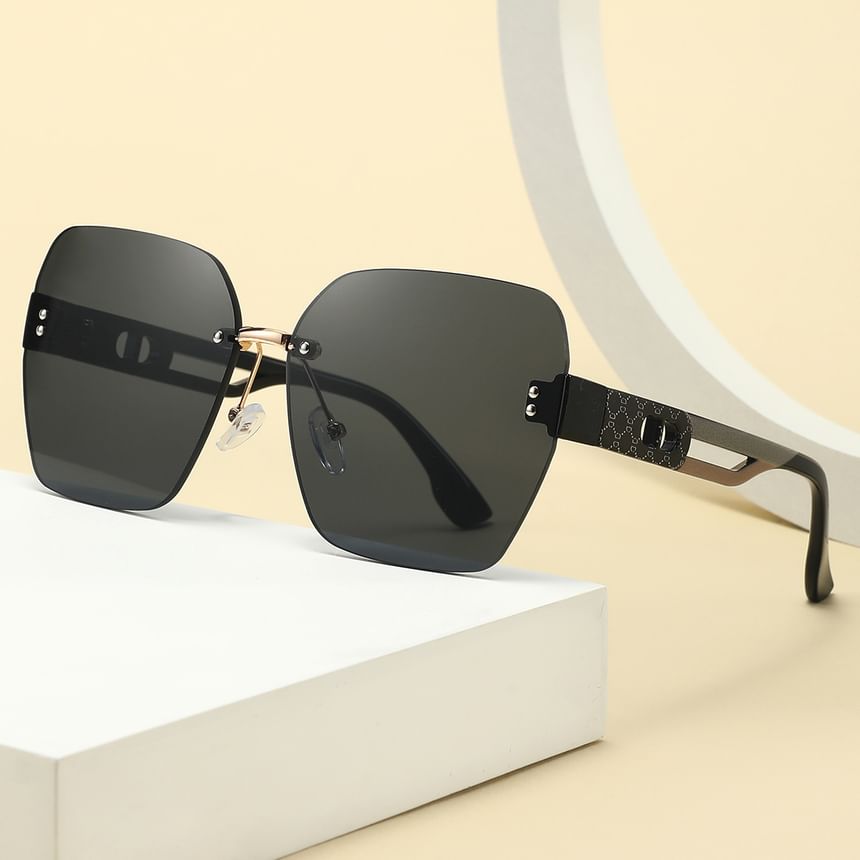 Rimless Geometric Sunglasses Oversized