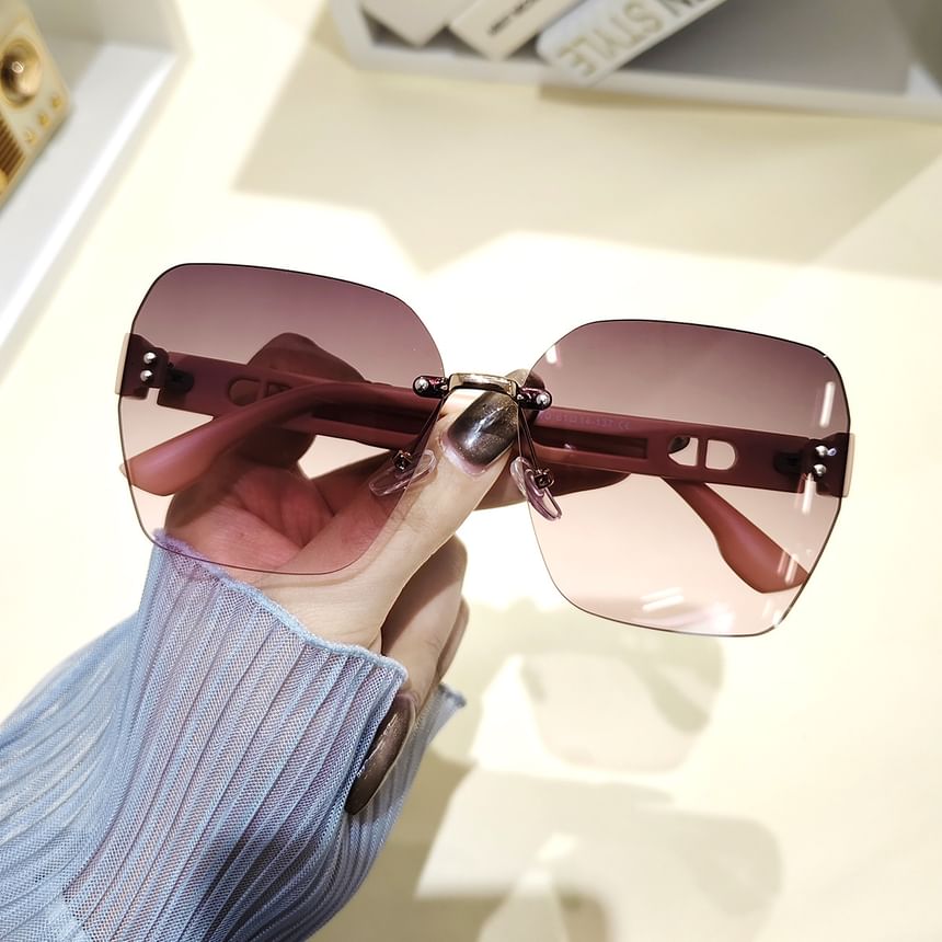 Rimless Geometric Sunglasses Oversized
