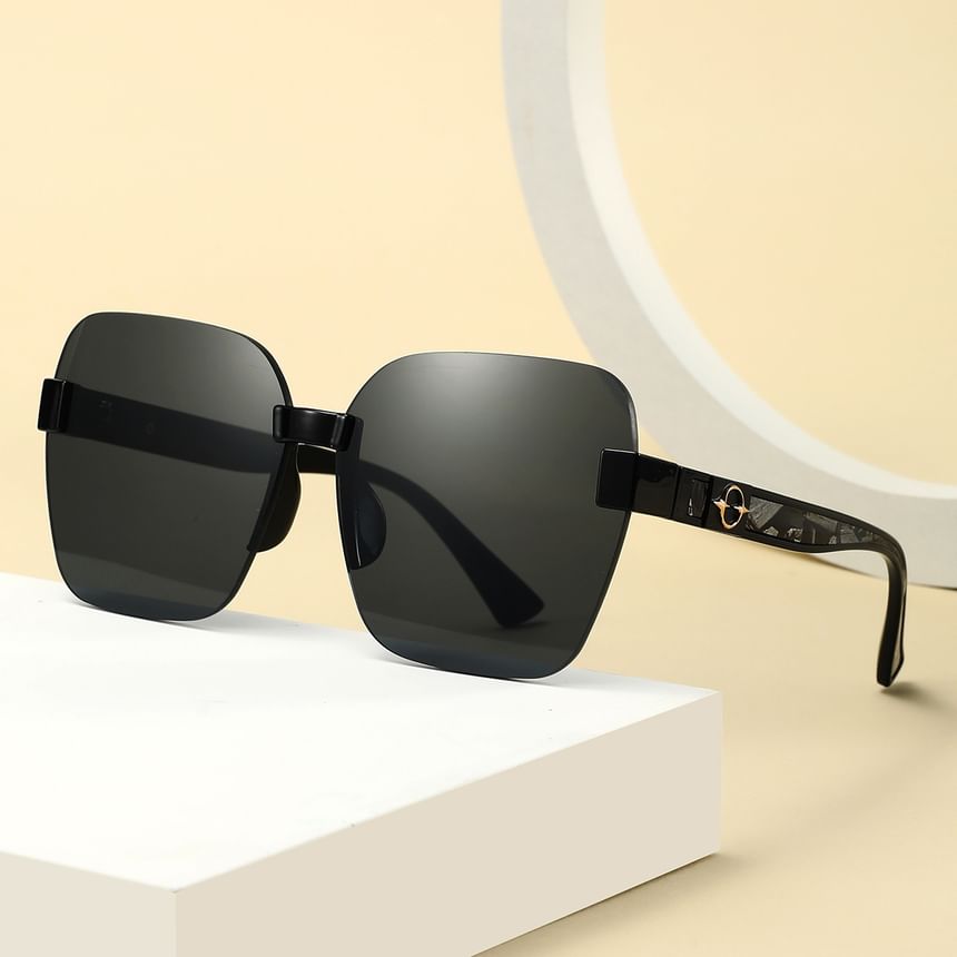 Rimless Geometric Oversized Sunglasses