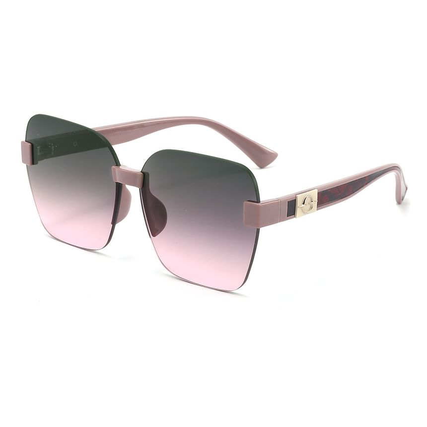 Rimless Geometric Oversized Sunglasses