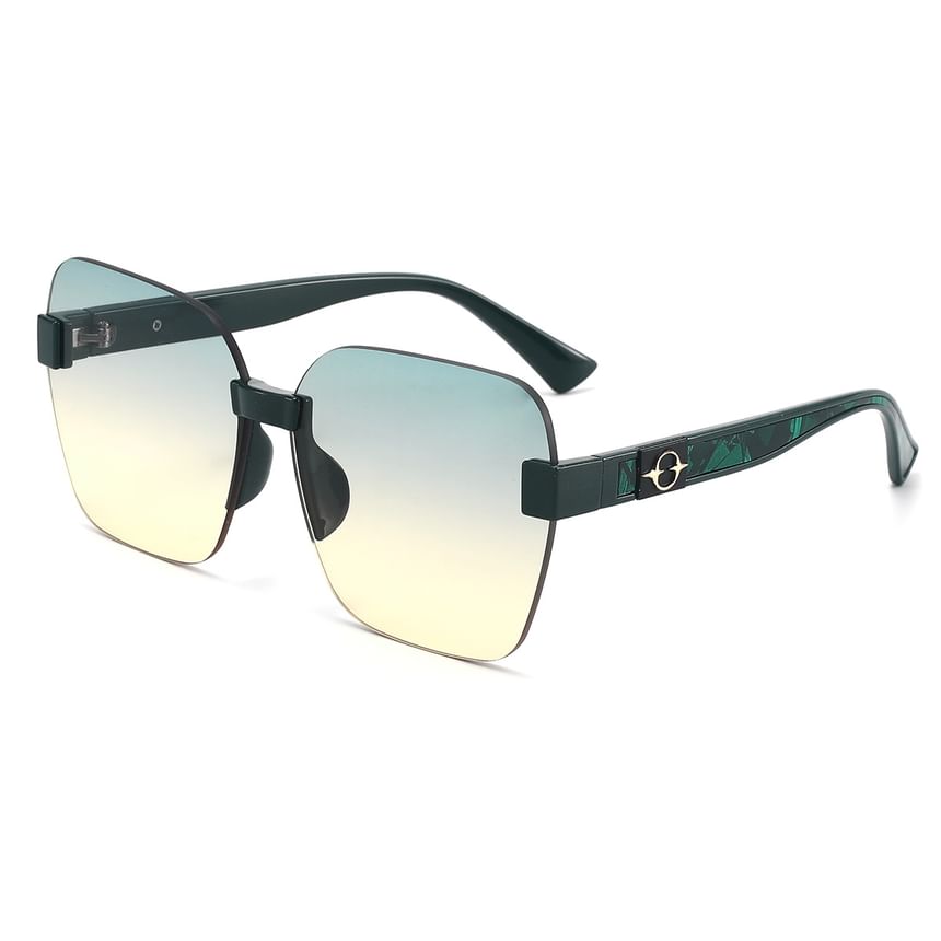 Rimless Geometric Oversized Sunglasses
