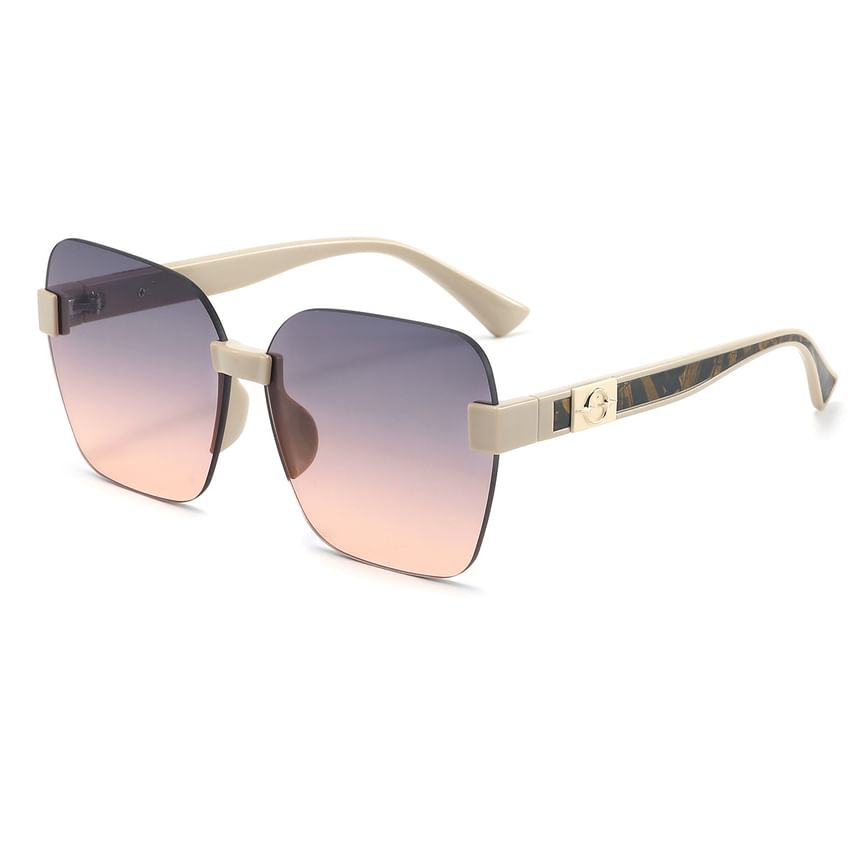 Rimless Geometric Oversized Sunglasses