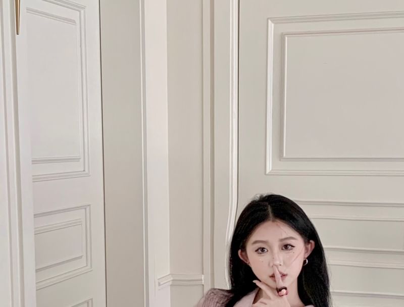 A-Line Striped Plain Long Skort Sleeve Shirt Waist V-Neck Collared Belt Mini Pleated High / Set