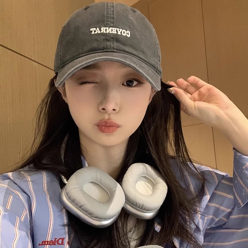 Washed Cap Baseball Lettering Embroidered